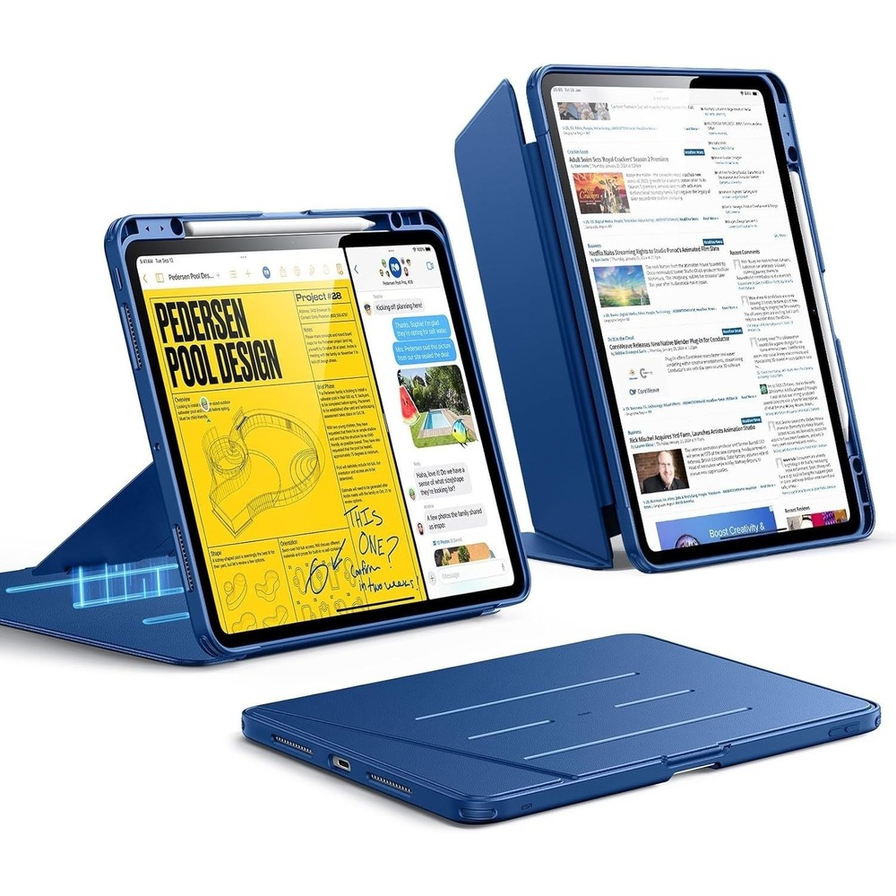 ESR iPad Pro 13 Case M5 M4 Blue Flip Stand Cover Pencil Holder Slim